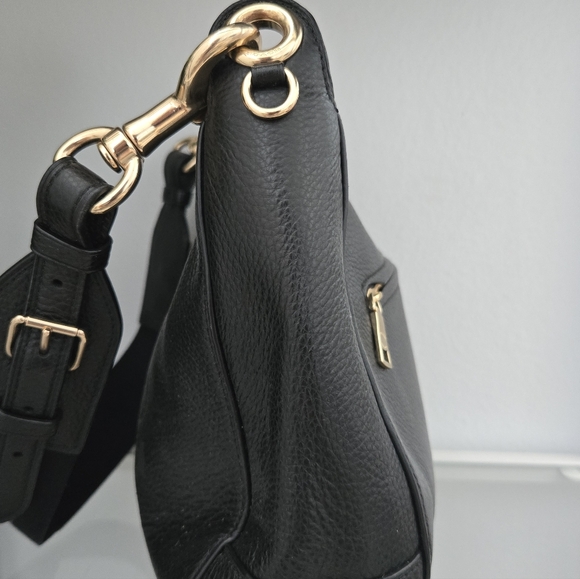 Coach Black Pebble Leather Hobo Satchel Bag with Gold Accents - Picture 7 of 10